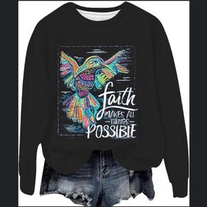 NWOT Lif Apparel Long Sleeve Faith Makes All Things Possible Women’s Tee